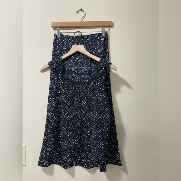 J. Crew Navy & White Polka Dot Skirt & Blouse Set Size XXS - Picture 3 of 15